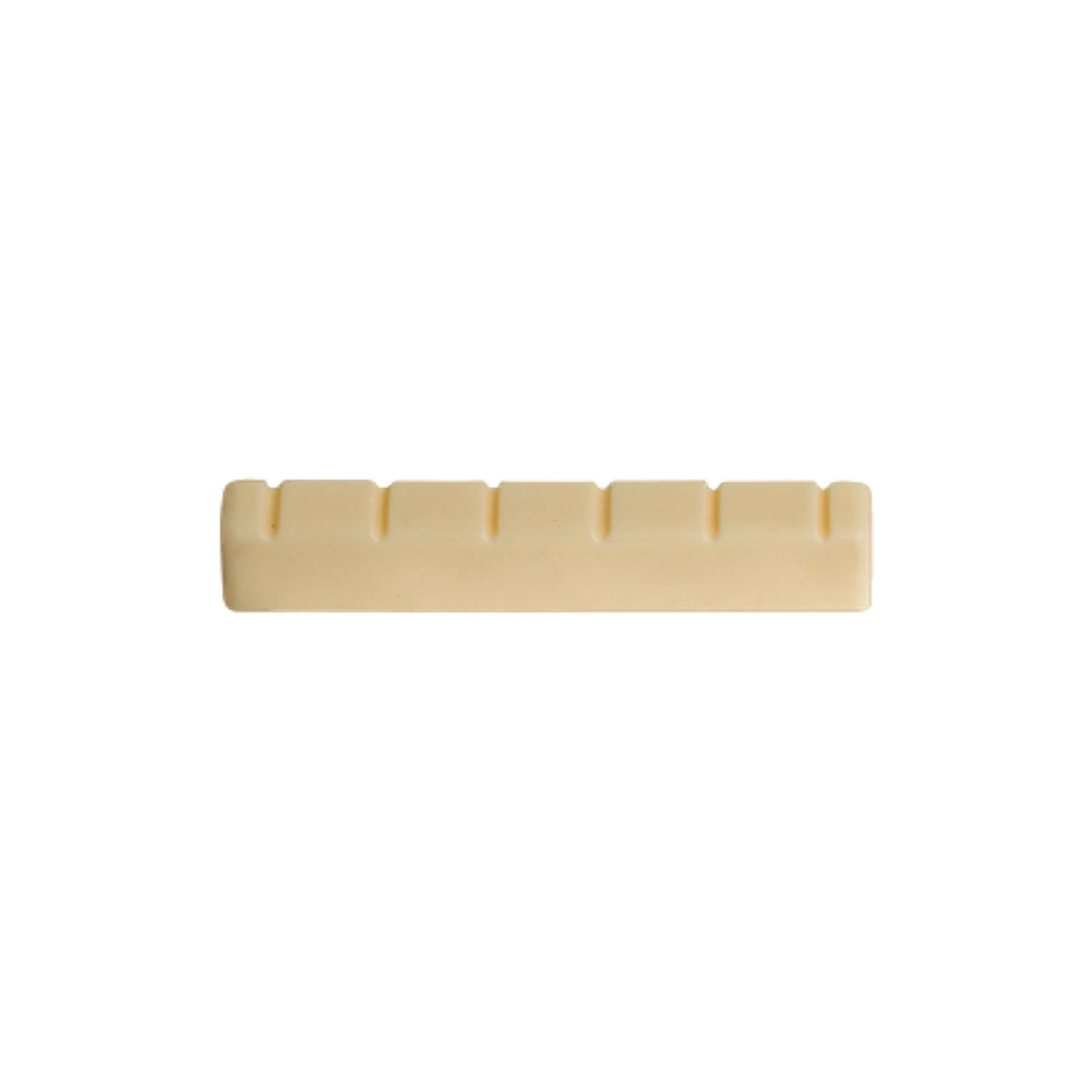 White molded plastic nut for guitars, Classic 3/4 size, AMS brand guitar parts, shown in image GP3631.