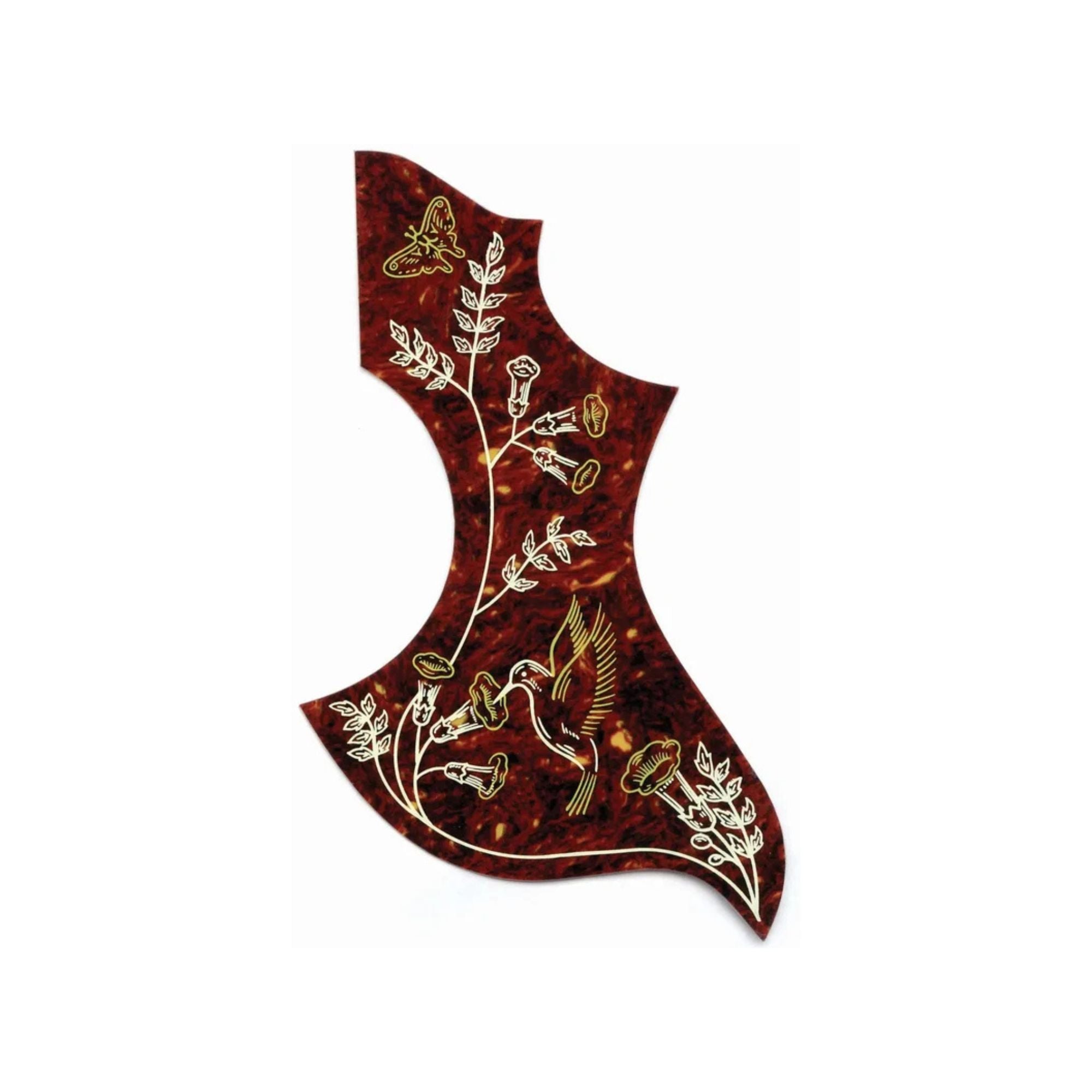 AMS hummingbird T/Shell scratchplate for guitar, featuring a detailed hummingbird design on a T/Shell material.