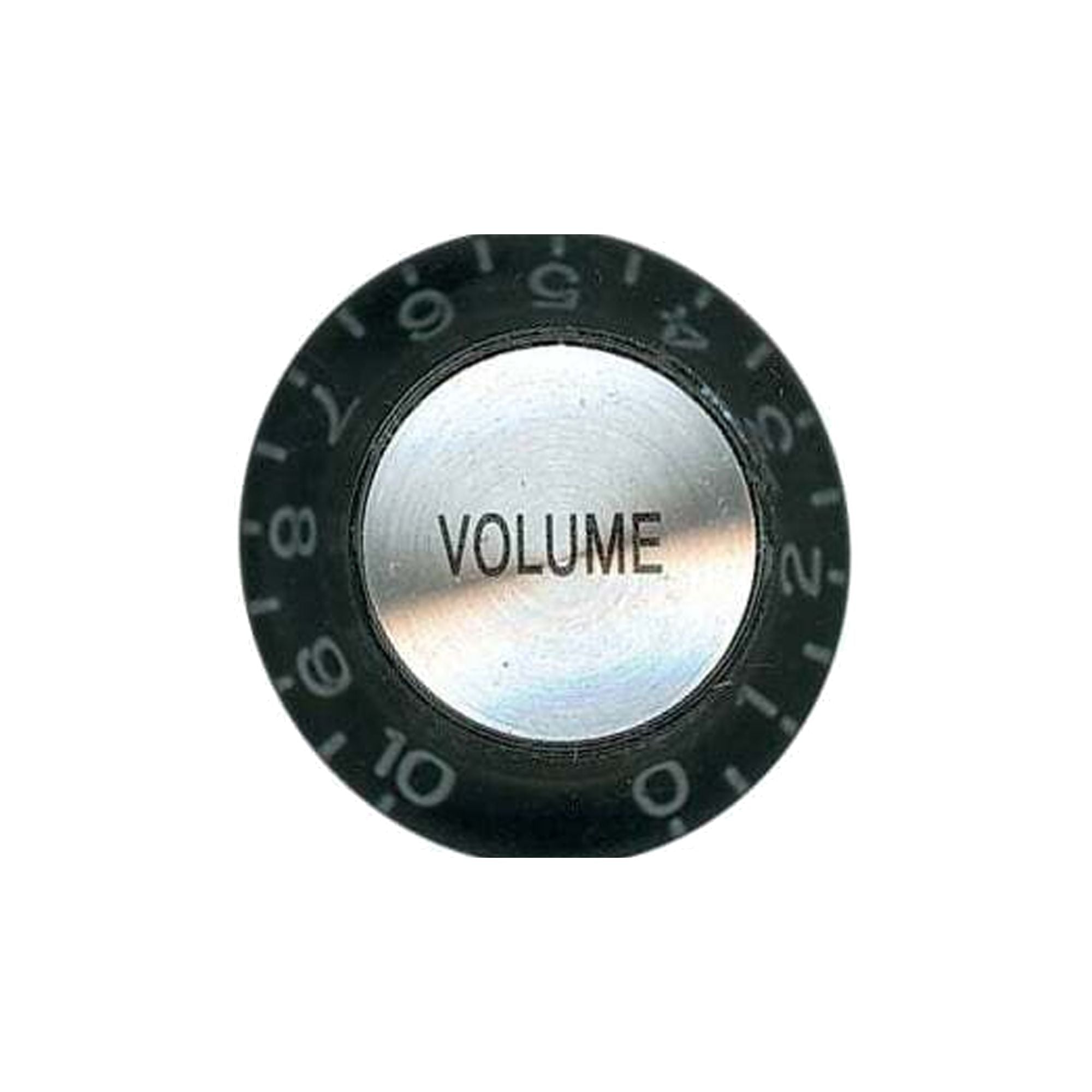 Korean volume knob hat style guitar part by AMS, showing a close-up of the black knob with textured grip and metal shaft.
