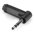Hosa GPP-273 1/4 inch TRS right angle adaptor for audio cables, shown with metal connectors and compact design.