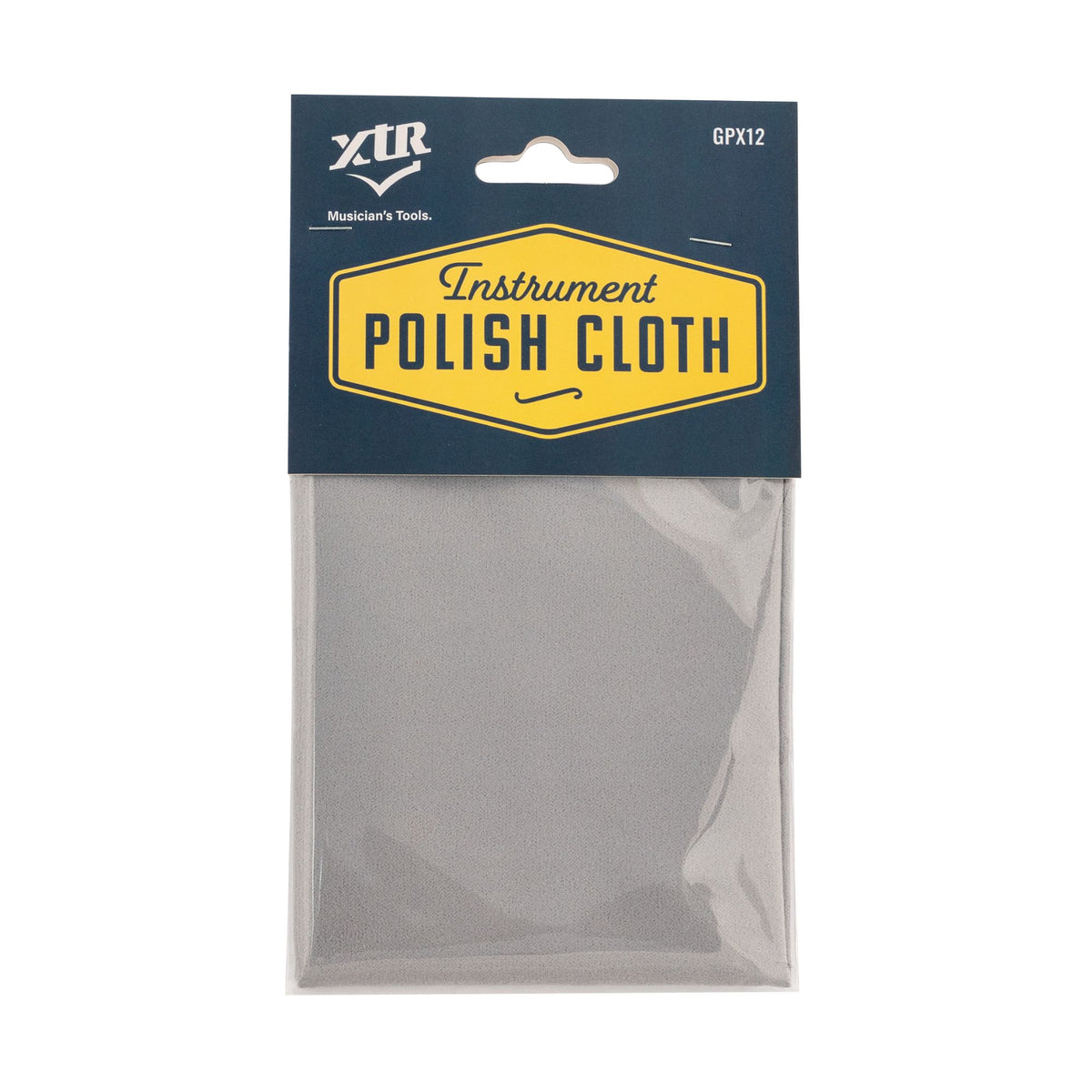 Grey XTR micro-fibre polishing cloth for guitars, 30cm x 30cm, soft and lint-free for cleaning and polishing guitar surfaces.