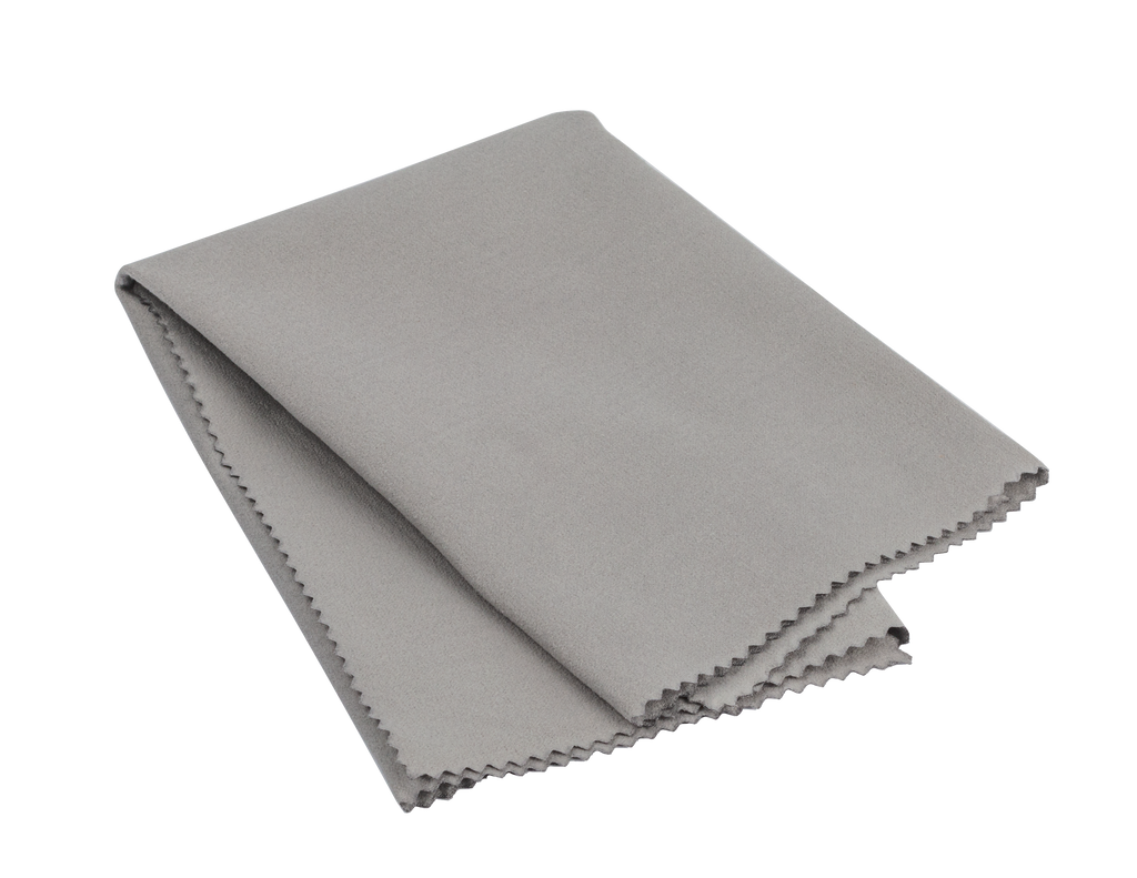 XTR grey micro-fibre polishing cloth for guitars, 30cm x 30cm, soft and lint-free cleaning accessory for guitar maintenance.