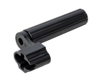 XTR black plastic stringwinder for guitar strings, shown from the left side with a close-up view of the tool.