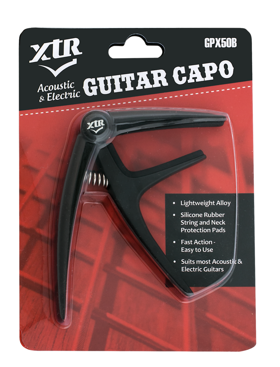 XTR GPX50B Trigger Style Electric and Acoustic Guitar Capo in Black
