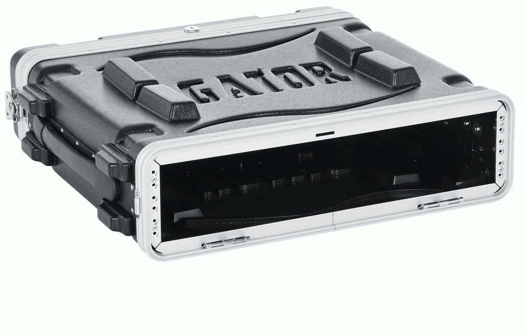Gator GR-2L molded PE rack case 2U with secure latches, black protective storage for audio or equipment rack gear