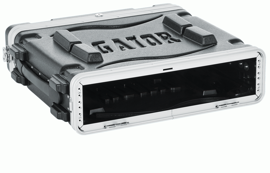 Gator GR-2L molded PE rack case 2U with secure latches, black protective storage for audio or equipment rack gear
