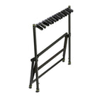 Gravity VARIG7 folding guitar rack holding seven guitars with padded supports and sturdy frame for easy storage and organization.