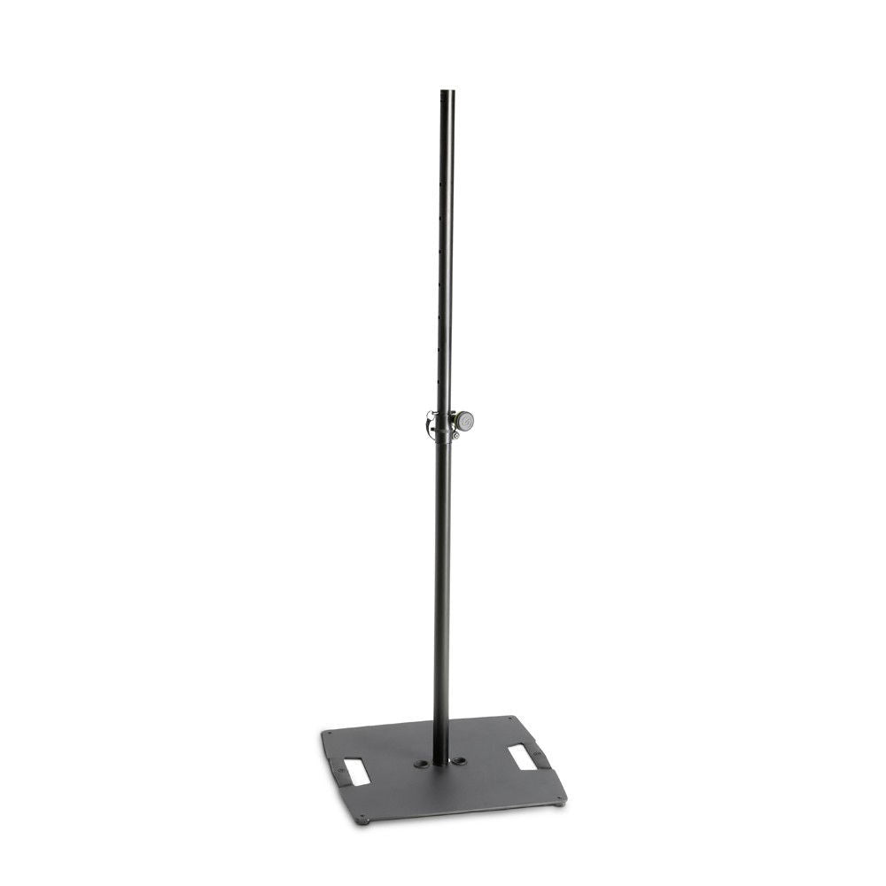 Gravity GLS331B lighting stand with base plate, single point mounting, sturdy metal construction for studio or stage use.