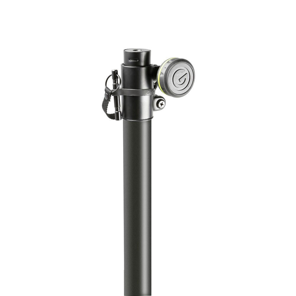 Gravity GLS331B lighting stand with base plate for single point mounting, sturdy metal construction, and adjustable height.