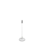White Gravity GMS23W round base microphone stand with adjustable height and sturdy construction for studio and stage use.