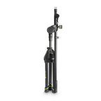 Gravity GMS3122HDB short tripod microphone stand with heavy-duty base, black metal construction, adjustable height, and secure grip.