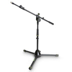 Gravity GMS4222B short tripod microphone stand with telescopic boom, adjustable height and sturdy construction for audio setups.