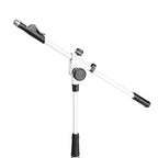 Gravity MS4322W white microphone stand with folding tripod base and adjustable tele boom for studio or stage use.