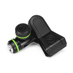 Gravity MSUCLMP universal adjustable microphone clip attached to a microphone stand, showcasing versatile microphone mounting accessory.