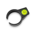 Gravity SALC35B clip-on spirit level for 35 mm poles, shown attached to a pole for precise leveling in construction.