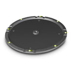 Round cast iron base for M20 poles by Gravity, designed for sturdy support in stands, brackets, and accessories.