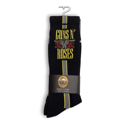 Perris Licensed GNR Side Stripe Large Crew Socks in Black-1 Pair