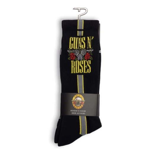 Perris Licensed GNR Side Stripe Large Crew Socks in Black-1 Pair