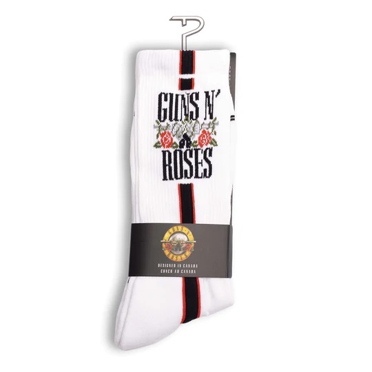 Perris Licensed GNR Side Stripe Large Crew Socks in White-1 Pair