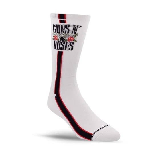 Perris Licensed GNR Side Stripe Large Crew Socks in White-1 Pair