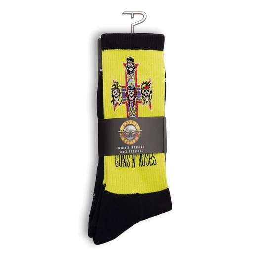 Perris Licensed GNR Appetite for Destruction Large Crew Socks in Black/Yellow -1 Pair
