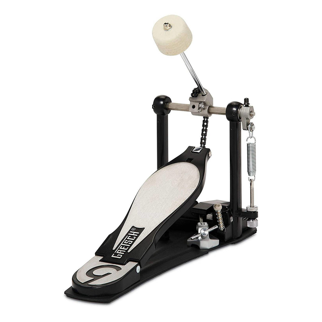 Gretsch G3 single bass drum pedal with metal footplate and chain drive for precise drum control and performance.