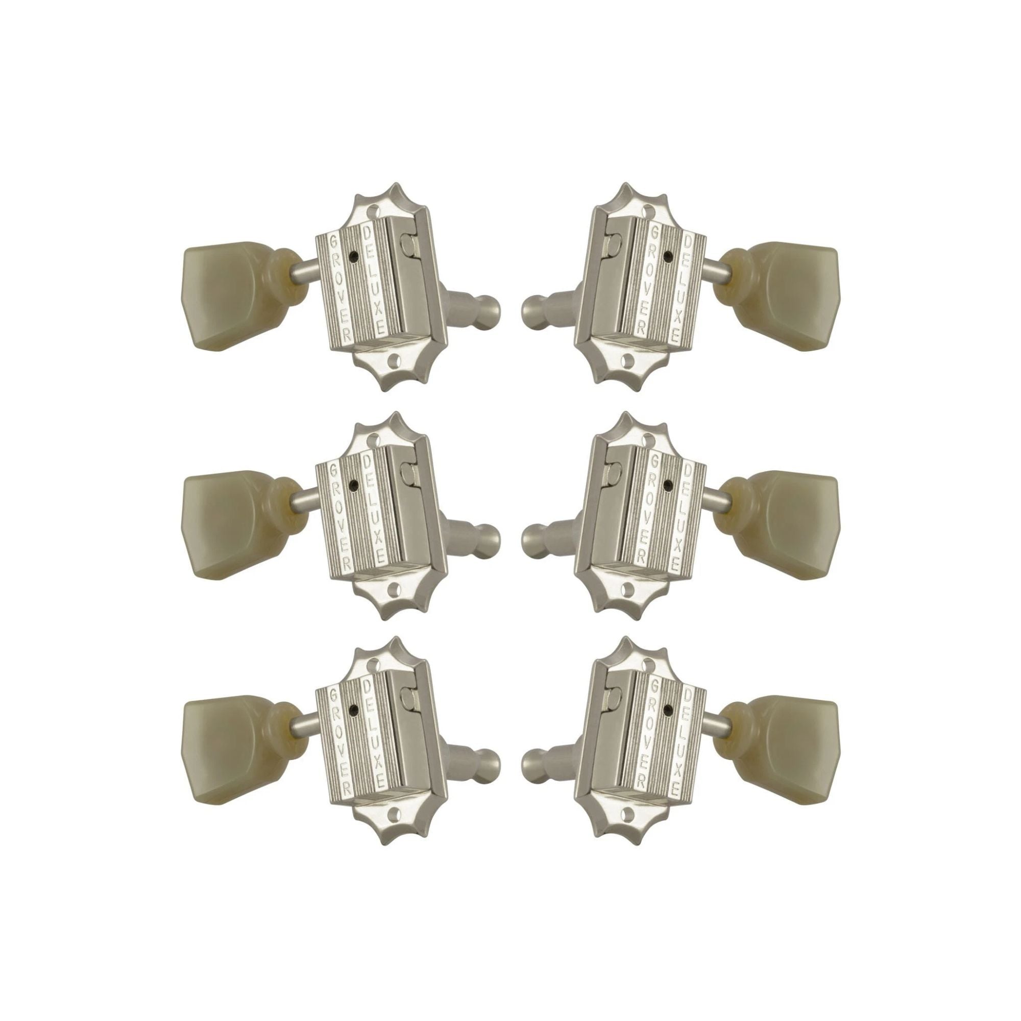 Grover GRO135 Deluxe Vintage Series guitar machine heads, chrome tuning pegs for electric guitar.