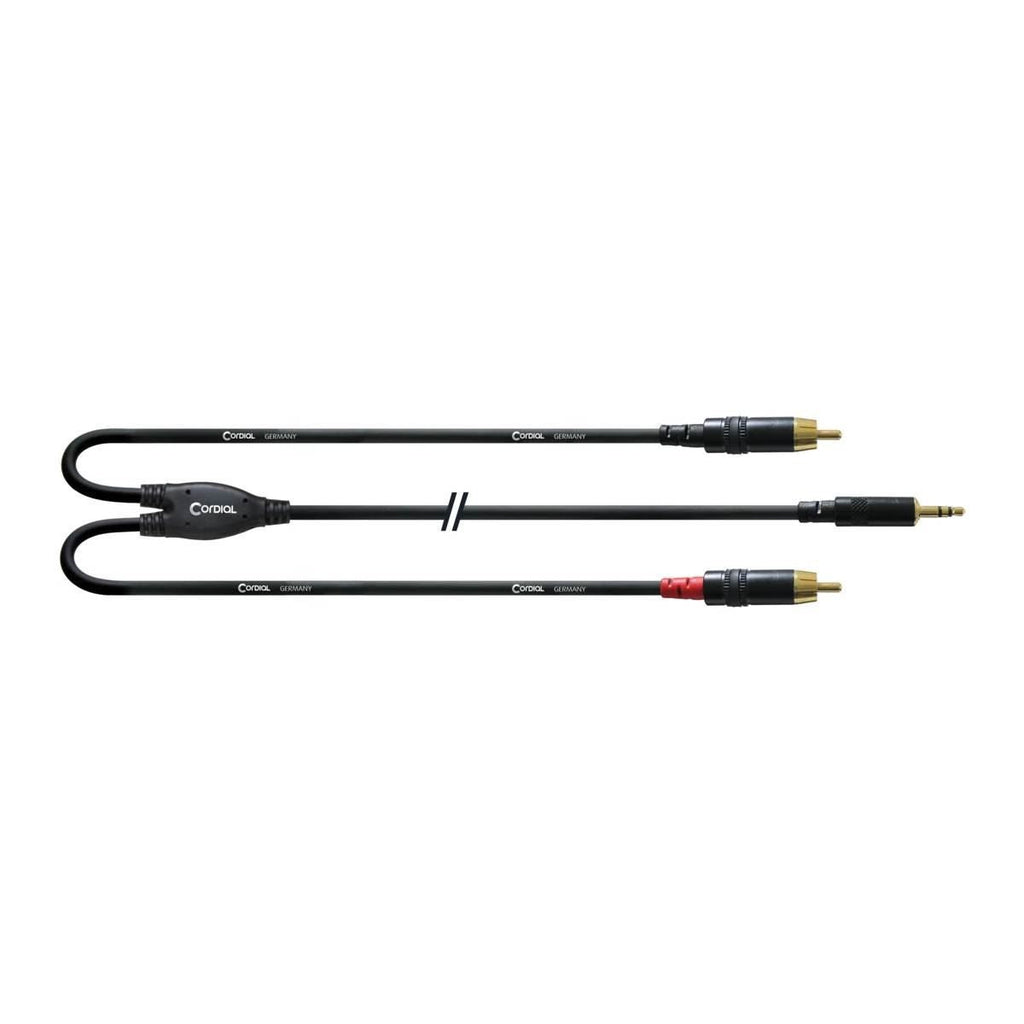 Cordial Y-Adapter Cable 3.5mm TRS Plug - 2x RCA Plugs - 1.5 meter