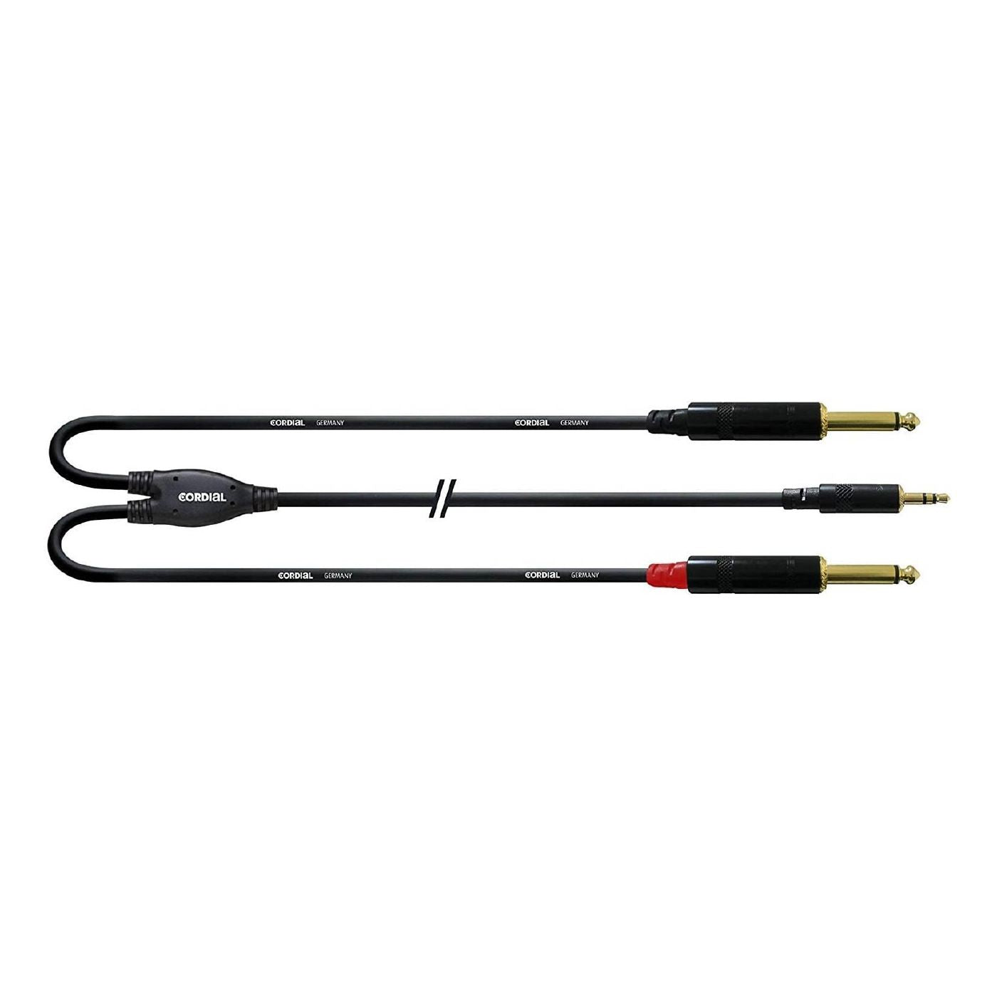 Cordial Y-Adapter Cable 3.5mm TRS Plug - 2x 6.35mm TS Plugs - 3 meter