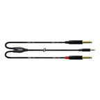 Cordial 6m Y-Adapter audio cable with 3.5mm TRS plug and two 6.35mm TS plugs for professional PA use.