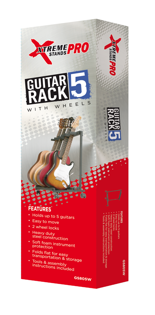 Xtreme GS805 5-Way Guitar Stand - with wheels