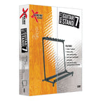 Xtreme GS807 7-way guitar stand holding multiple electric guitars with padded supports and sturdy metal construction.