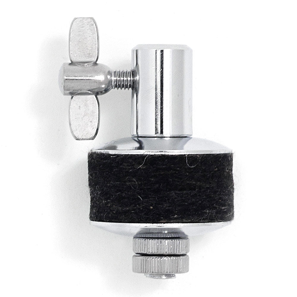 Gibraltar GSC4421 Universal Hi-Hat Clutch attached to a drum hi-hat stand, showing the hardware and tightening mechanism.
