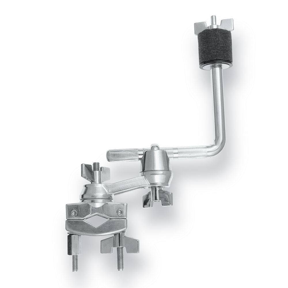 Gibraltar GSCCLAC cymbal L-arm with adjustable clamp for drum hardware, featuring a sturdy metal construction and versatile mounting.