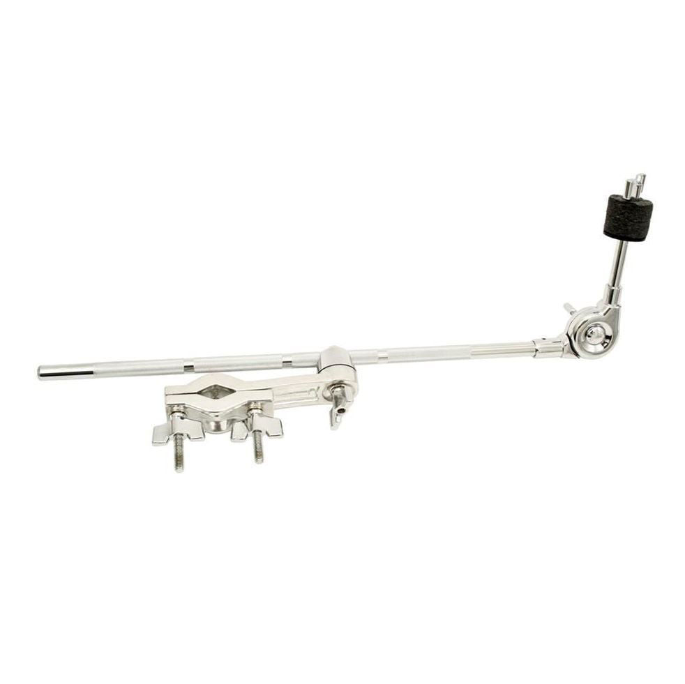 Gibraltar Grabber Cymbal Arm and Clamp attached to drum hardware, with adjustable arm and sturdy clamp for cymbal mounting.