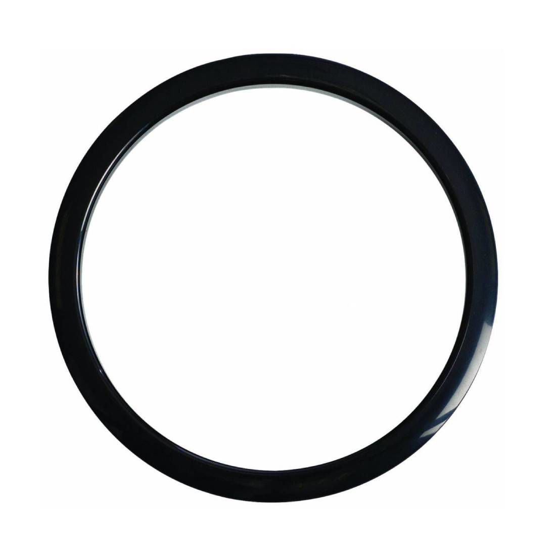 Black Gibraltar 4-inch bass drum port hole protector with durable finish, designed for professional drum setups.