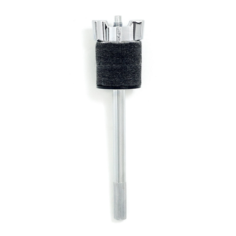 Gibraltar GSCMCSA4 4-inch mini cymbal stacker on drum hardware, showing its compact metal design for securing cymbals.