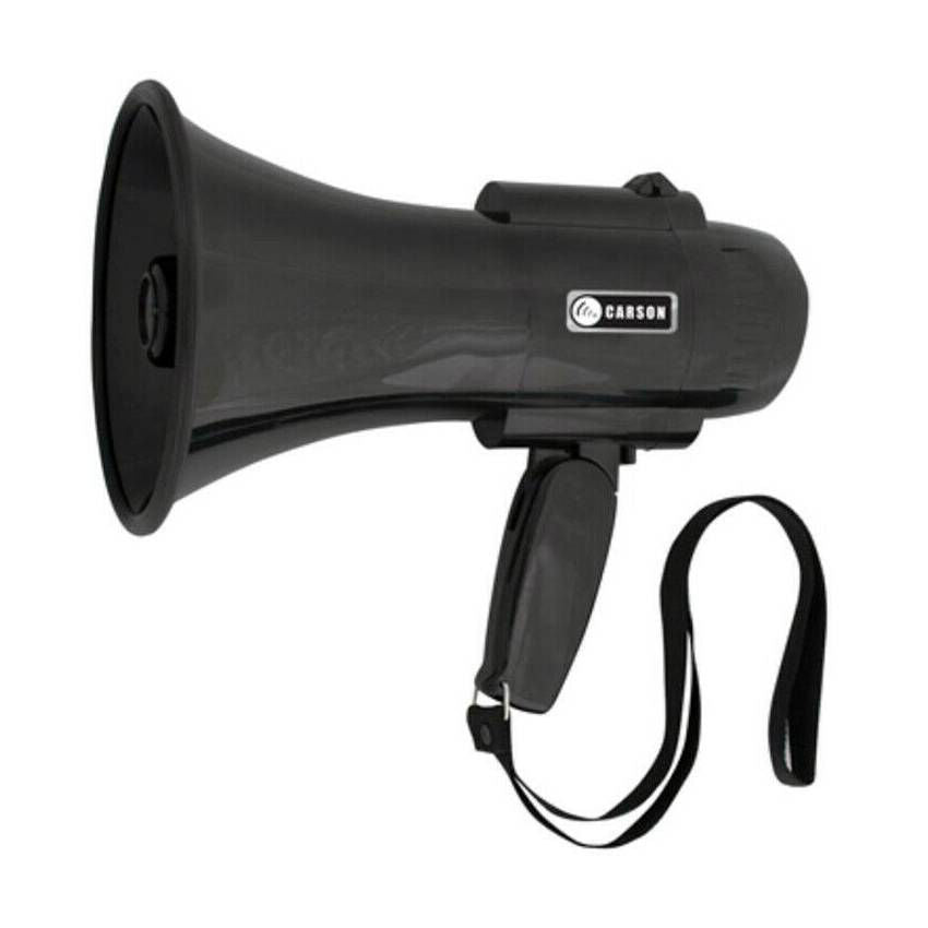 Carson GTC504R 15 watt black handheld megaphone with ergonomic handle, used for public address and outdoor events.