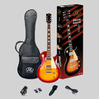 SX Les Paul Style Electric Guitar Pack with Gig Bag in Cherry Sunburst - B-STOCK
