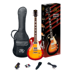 SX Les Paul Style Electric Guitar Pack with Gig Bag - Cherry Sunburst