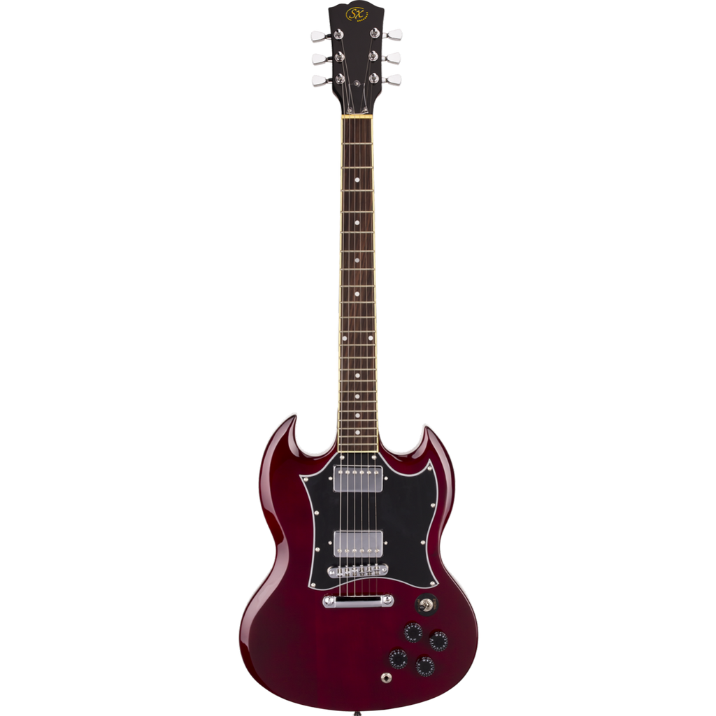 SX SG Style Electric Guitar Pack with Bag in Transparent Wine Red