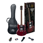 SX SG Style Electric Guitar Pack with Bag in Transparent Wine Red
