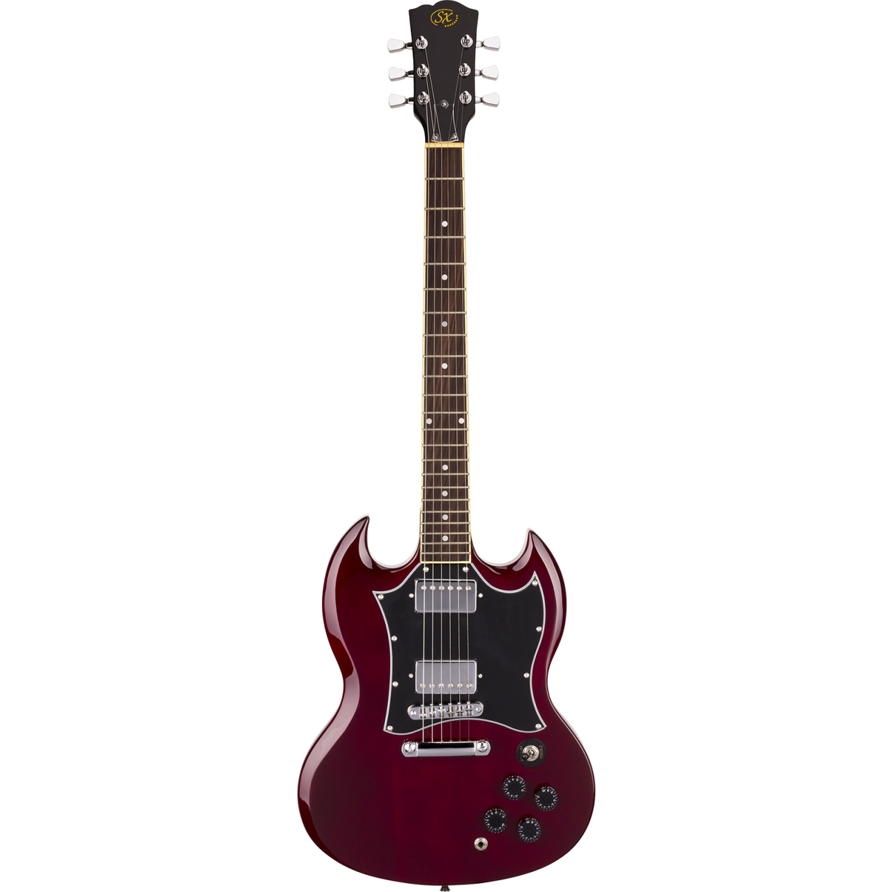 SX SG Style Electric Guitar Pack with Bag in Transparent Wine Red