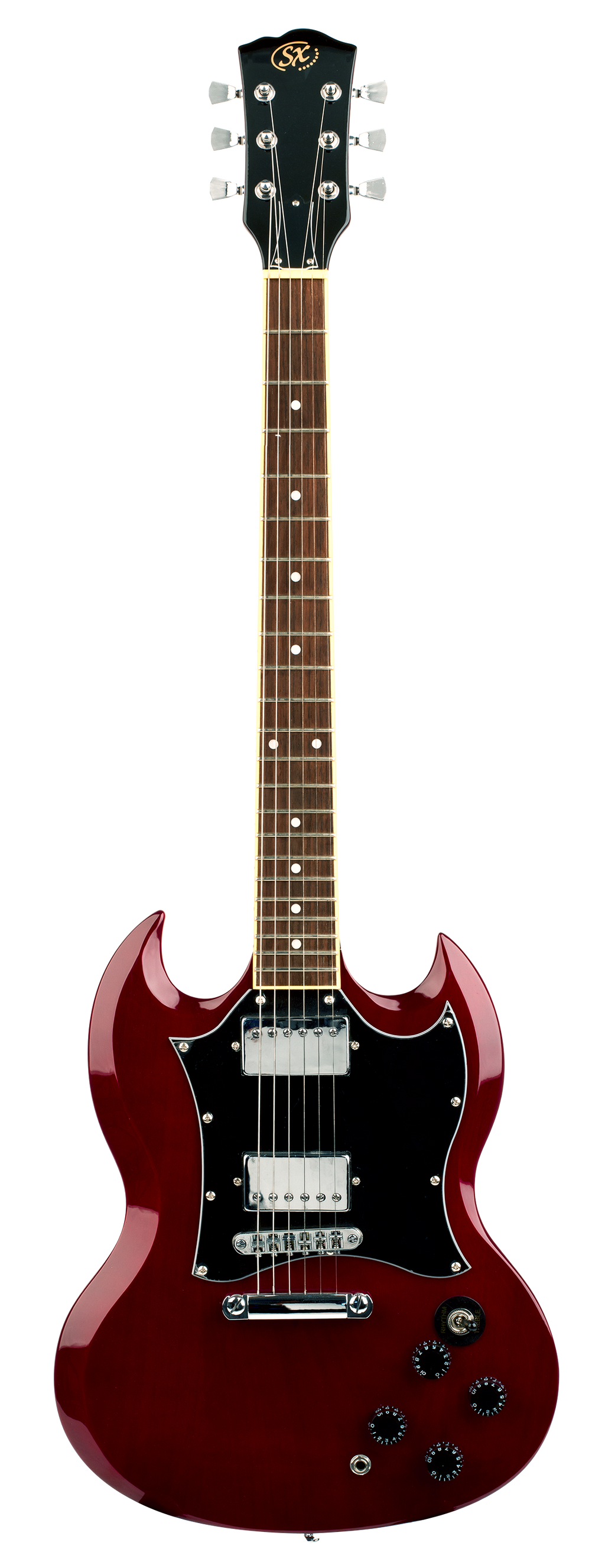 SX SG Style Electric Guitar Pack with Bag in Transparent Wine Red