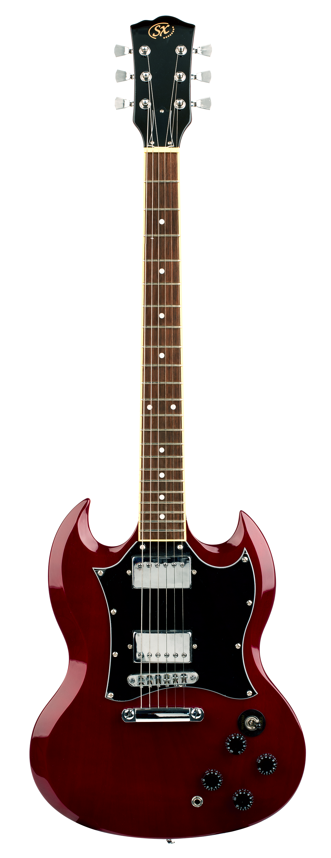 SX SG Style Electric Guitar Pack with Bag in Transparent Wine Red