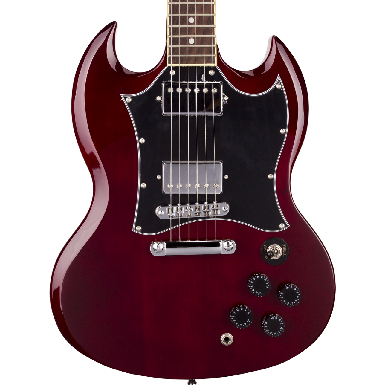 SX SG Style Electric Guitar Pack with Bag in Transparent Wine Red