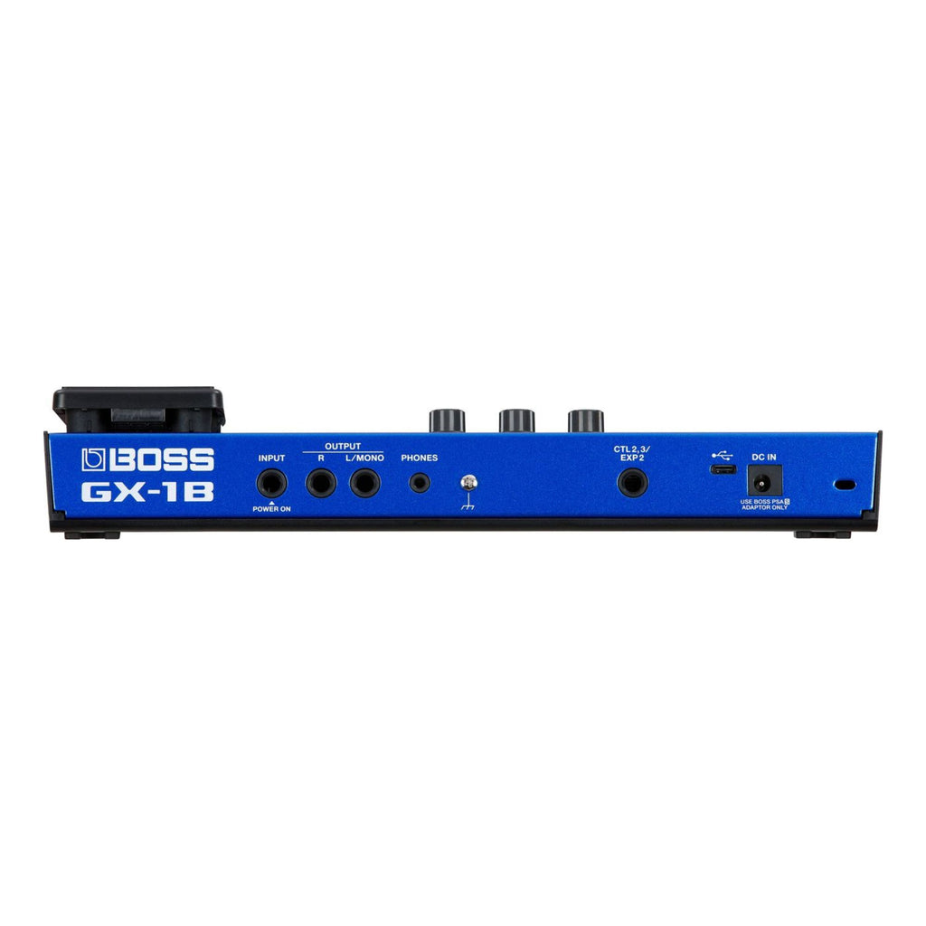 BOSS GX-1B bass effects processor pedal with multiple effect options, compact design, and control knobs for tone shaping.