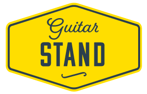 XTR tubular style guitar stand holding an electric guitar, showcasing durable metal construction and compact design for guitar accessories.
