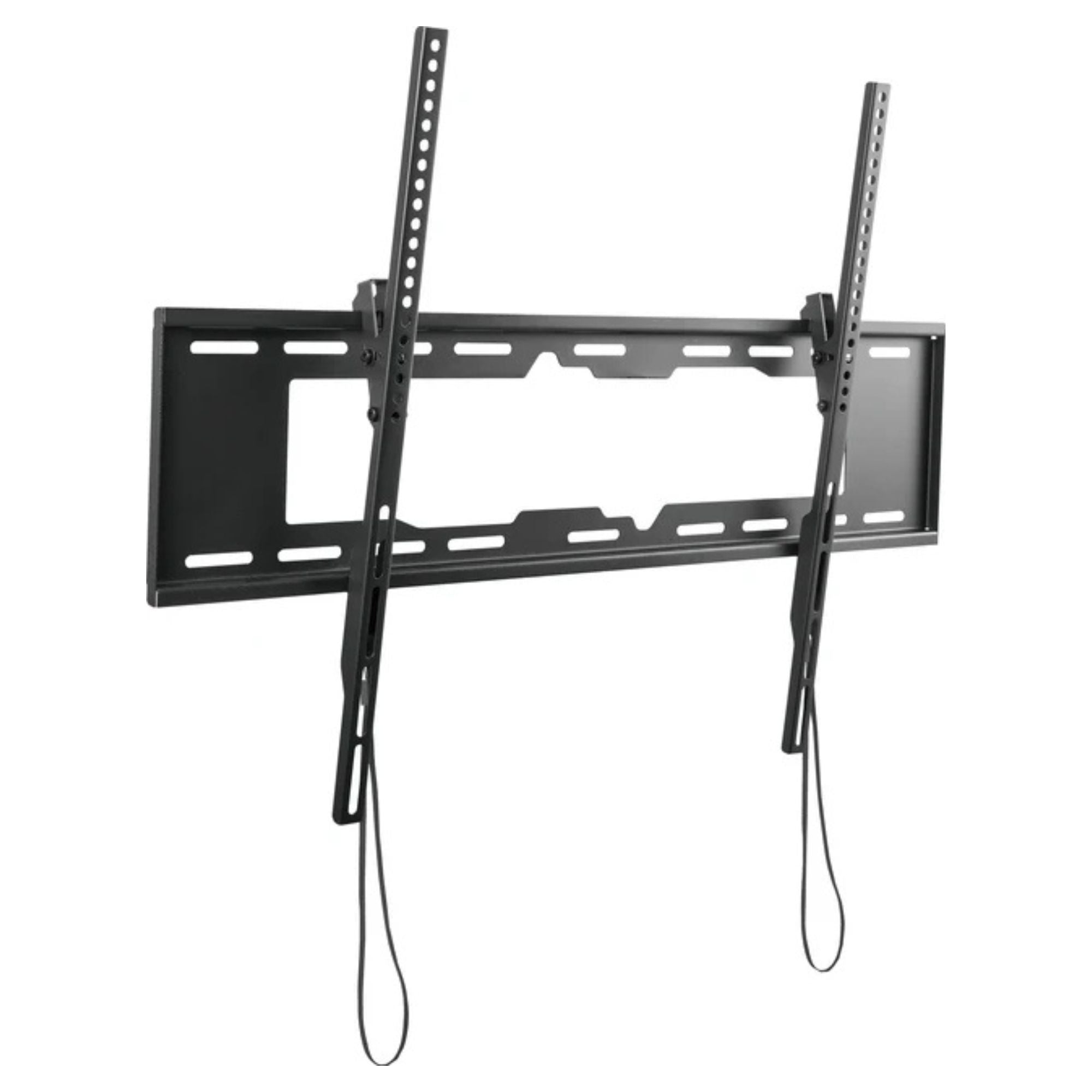 Altronic 55-90 inch flat screen tilting LCD wall bracket for staging equipment, mounted on a wall in a professional setup.