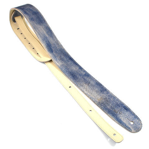 DSL Straps Exotic Series Hand Dyed Leather Guitar Strap 2.5in - Hand Dyed Blue